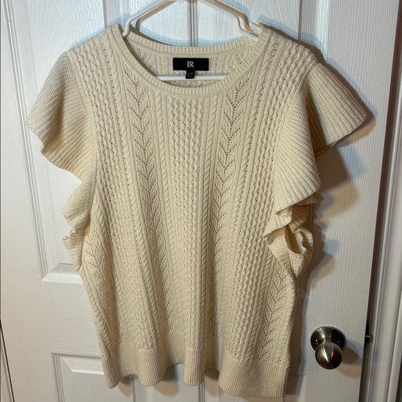 Banana republic JUNIE WOOL SWEATER TOP 100% wool side XL flutter sleeve knit - Picture 3 of 8